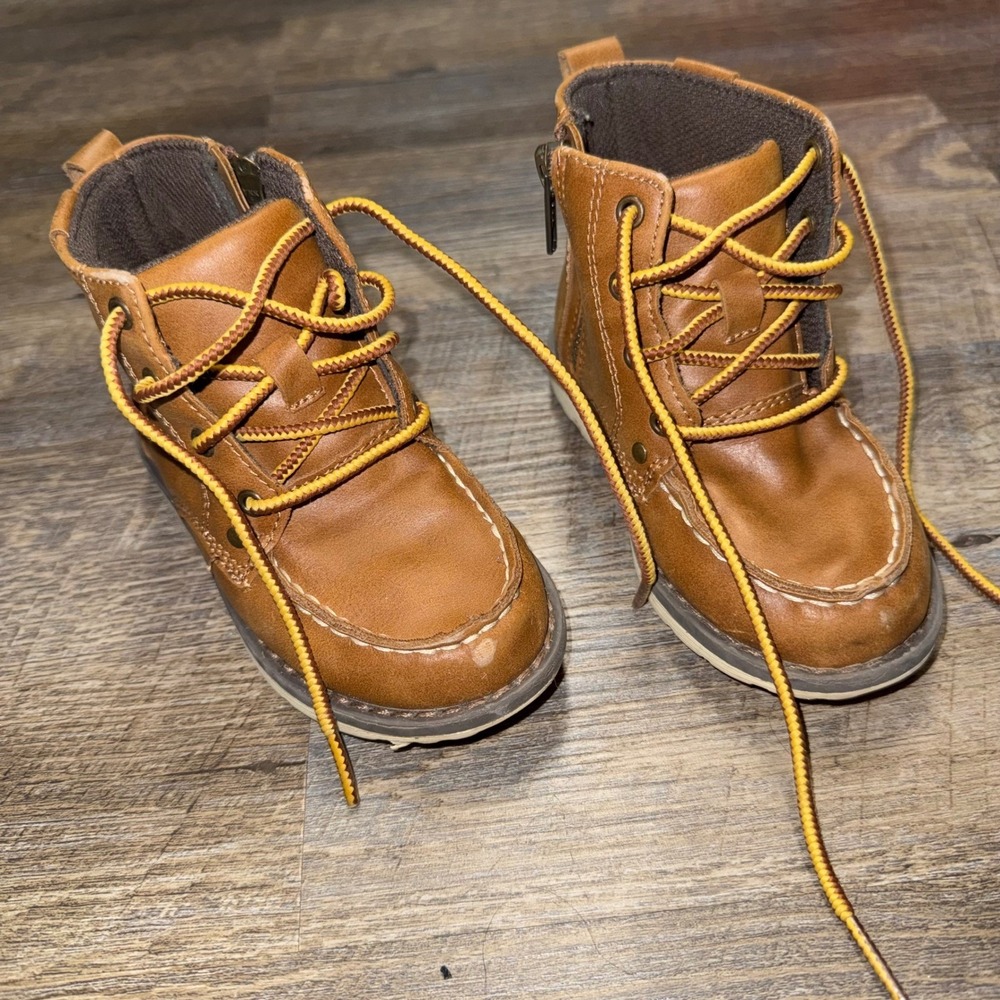 Crevo Buck Toddler Boys Size 8 Brown Chukka Boots Lace Up Side Zip Moc Toe